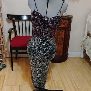 Banjul Strapless Black and White Dress